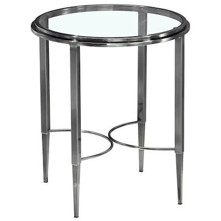 Round Lamp Table with Glass Top